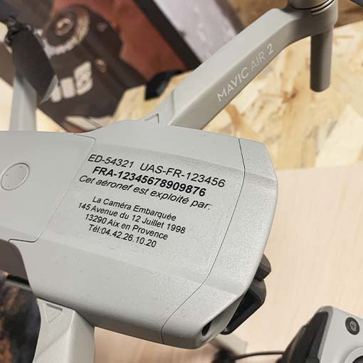 Étiquette d'enregistrement drone Pro +250g