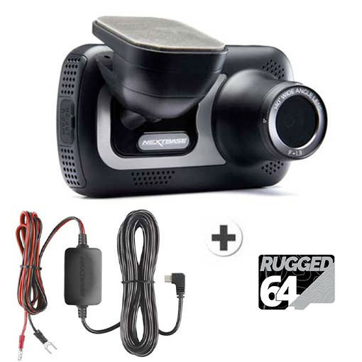 Pack Dashcam 522GW + 64 Go Rugged + Kit câble alimentation
