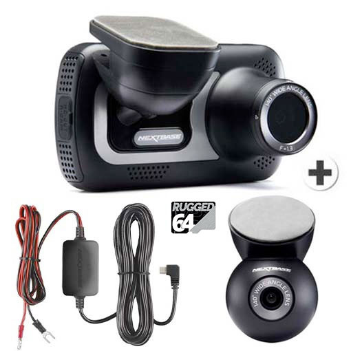 Pack Dashcam 522GW + 64 Go Rugged + Kit câble alimentation + Caméra arrière