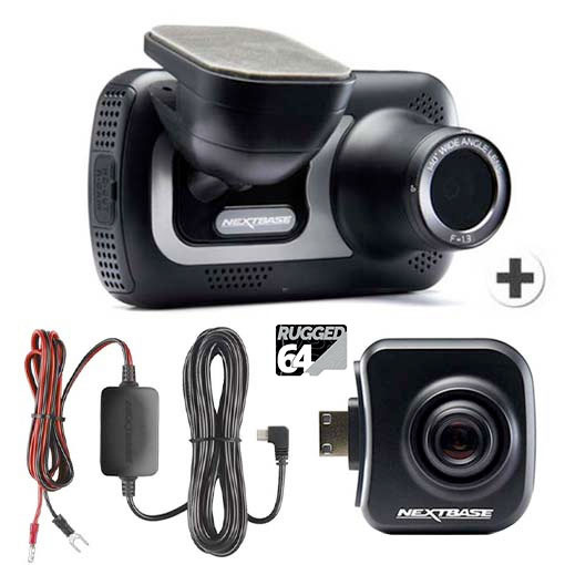 Pack Dashcam 522GW + 64 Go Rugged + Kit câble alimentation + Caméra zoom arrière