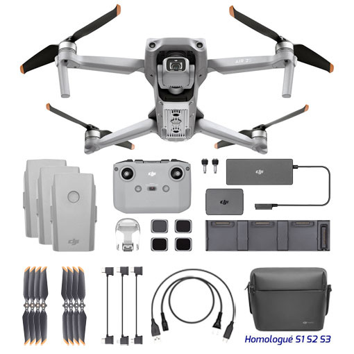 DJI Air 2S Fly More Combo - Homologué S1, S2, S3 pour radiocommande RC-N1