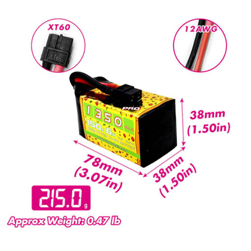 Batterie LiPo CNHL Pizza Series 6S 1350mAh 150C